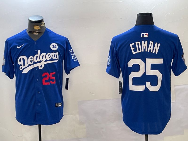 Men Los Angeles Dodgers 25 Edman Blue Game 2024 Nike MLB Jersey style 11212